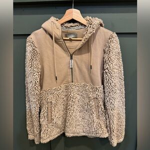 Cozy Tan Sherpa Hoodie Pullover